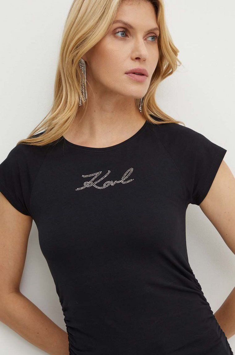 Karl Lagerfeld t-shirt damski kolor czarny 245W1700