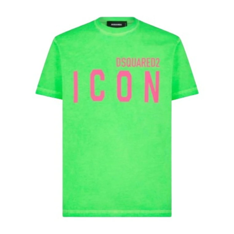 Fluorescencyjny zielony Tee-shirt z ikonicznym logo Dsquared2