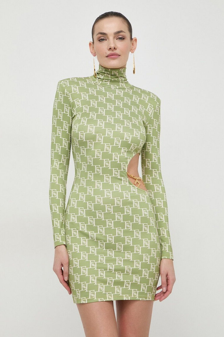 Elisabetta Franchi sukienka kolor zielony mini dopasowana AB56041E2