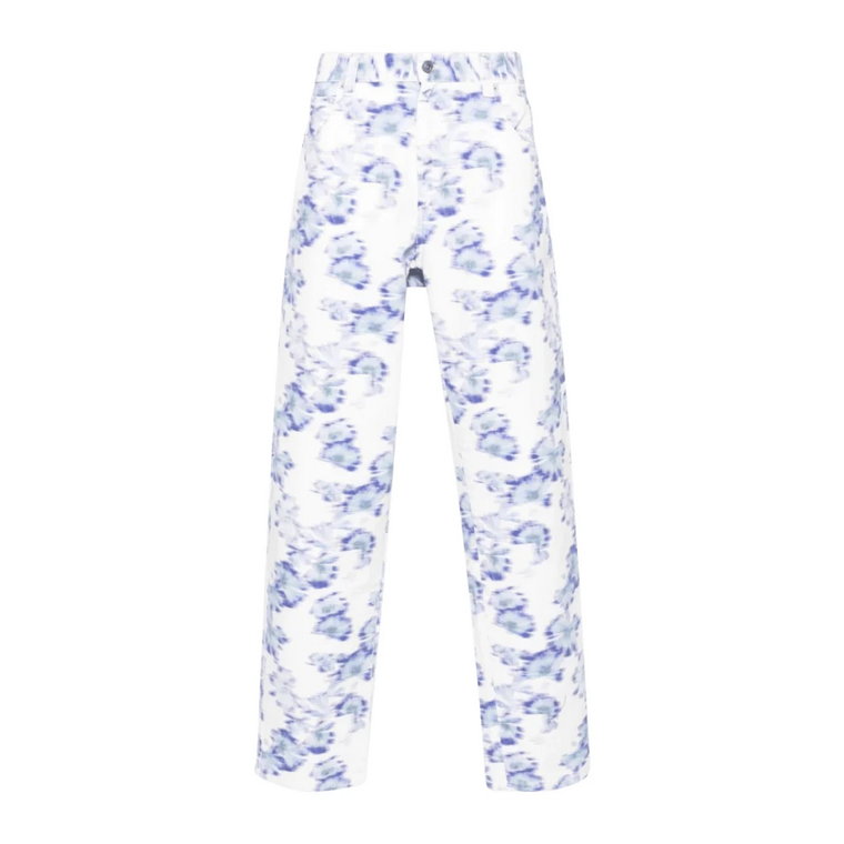 Niebieskie Kwiatowe Jeansy z Wysokim Stanem Isabel Marant