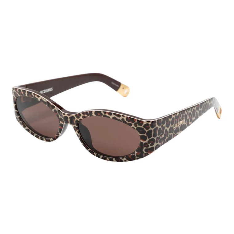 Leopard-Print Oval-Frame Okulary przeciwsłoneczne Jacquemus