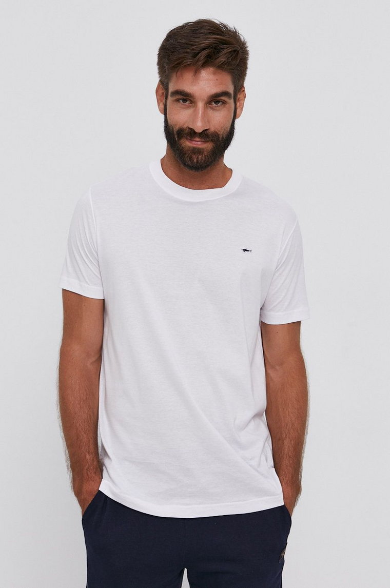Paul&Shark T-shirt bawełniany kolor biały gładki