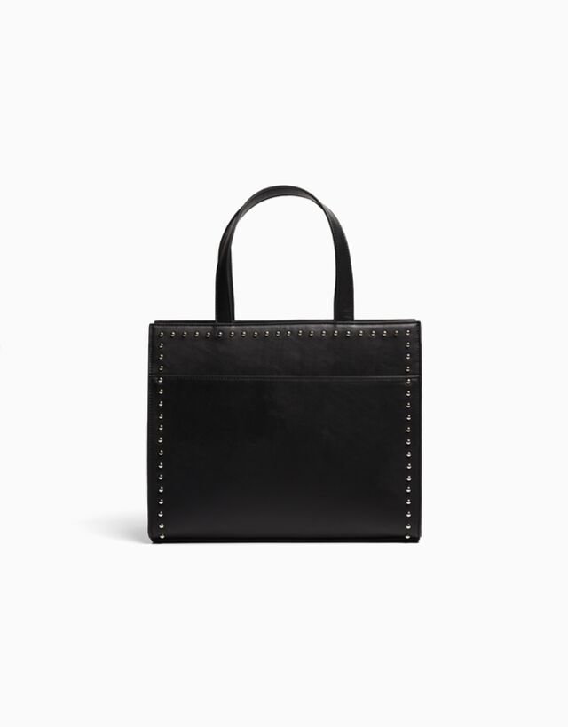 Bershka Torebka Tote Multi-Way Z Ozdobnymi Ćwiekami Kobieta Czarny