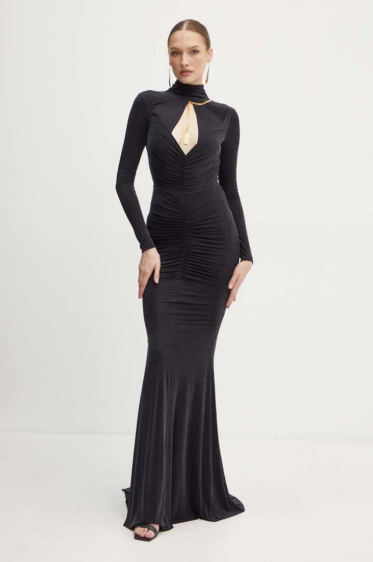 Elisabetta Franchi sukienka kolor czarny maxi dopasowana AB61646E2