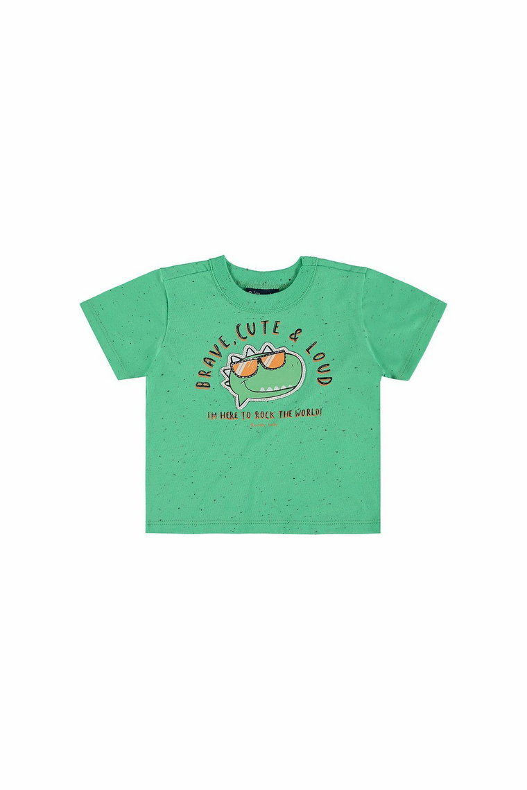 Zielony t-shirt niemowlęcy z Dinozaurem