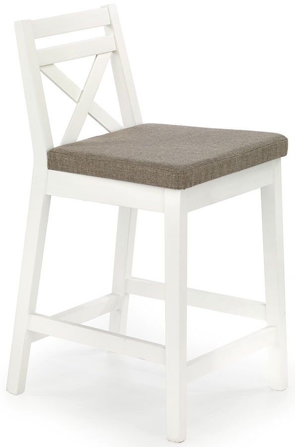Białe skandynawskie tapicerowane krzesło barowe - Lidan