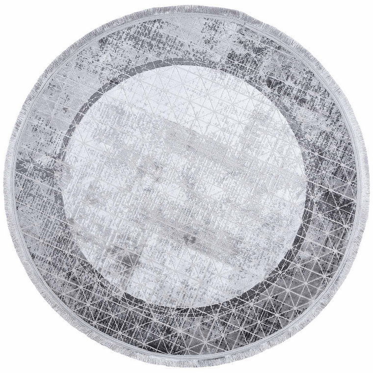 Dywan Multi-Decor Eclipse, koło, 120 cm, obramowanie, szary