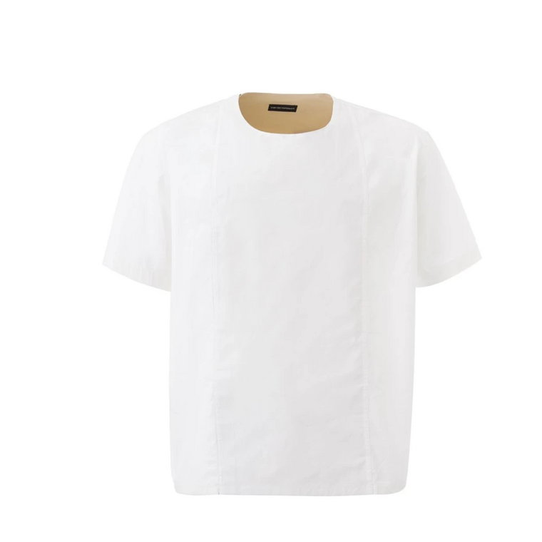 Biała Oversize'owa Koszulka z Bocznym Zapięciem Emporio Armani