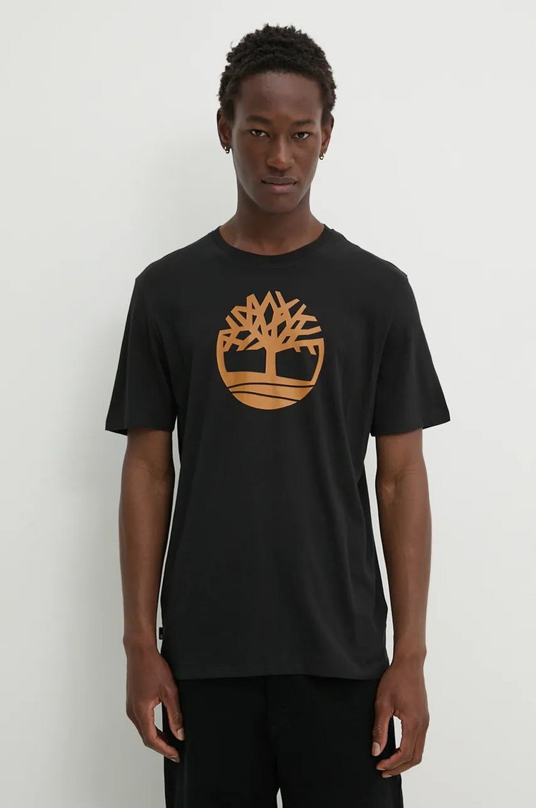 Timberland t-shirt bawełniany męski kolor czarny z nadrukiem TB0A2C2RP561