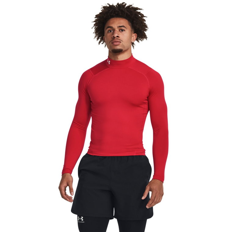 Męski longsleeve treningowy termoaktywny Under Armour UA CG Armour Comp Mock - czerwony