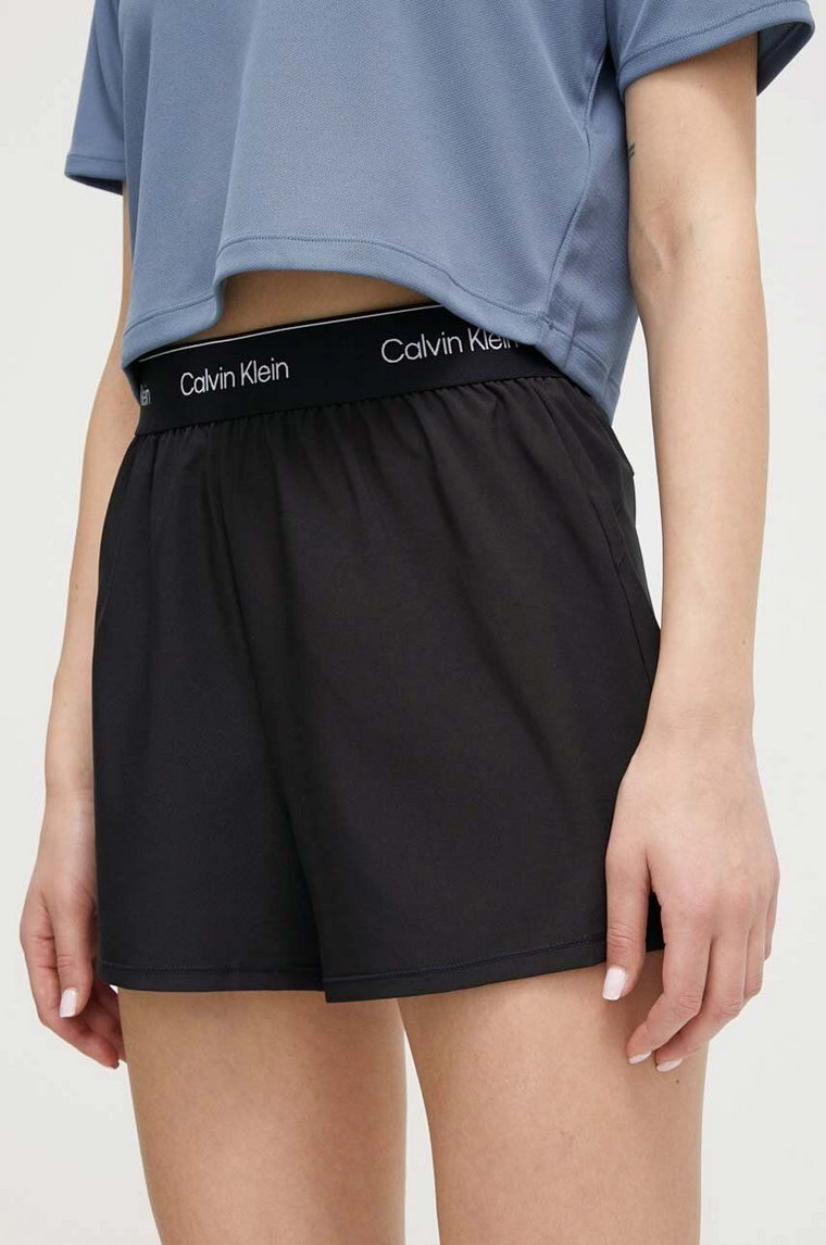 Calvin Klein Performance szorty treningowe kolor czarny z nadrukiem high waist