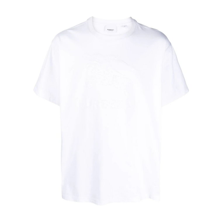 Biała koszulka z logo w stylu dżakardowym Burberry