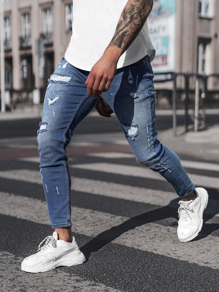 Spodnie jeansowe męskie niebieskie OZONEE DO/2444