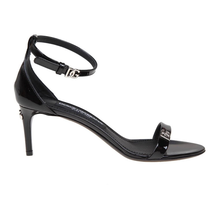 Czarna sandał z lakierowanej skóry Dolce & Gabbana