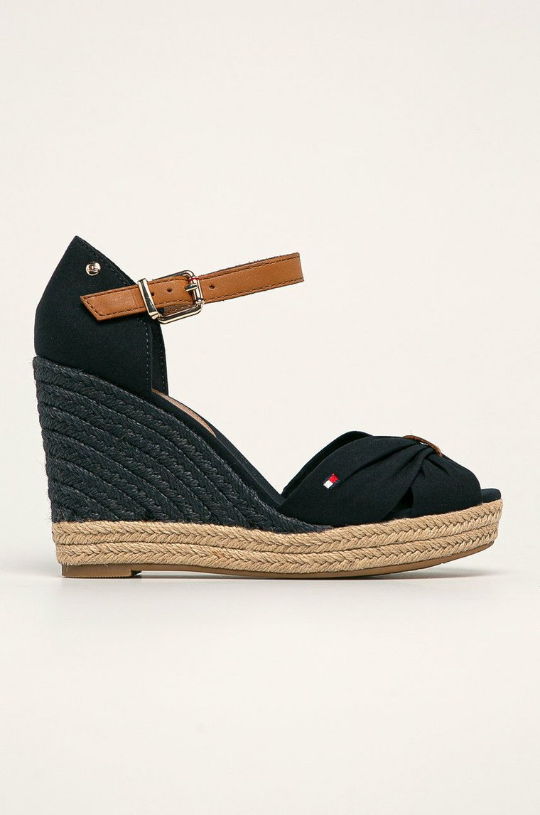 Tommy Hilfiger sandały BASIC OPENED TOE HIGH WEDGE kolor granatowy FW0FW04784