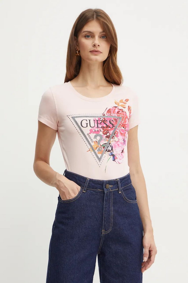 Guess t-shirt damski kolor różowy W4BI23 J1314