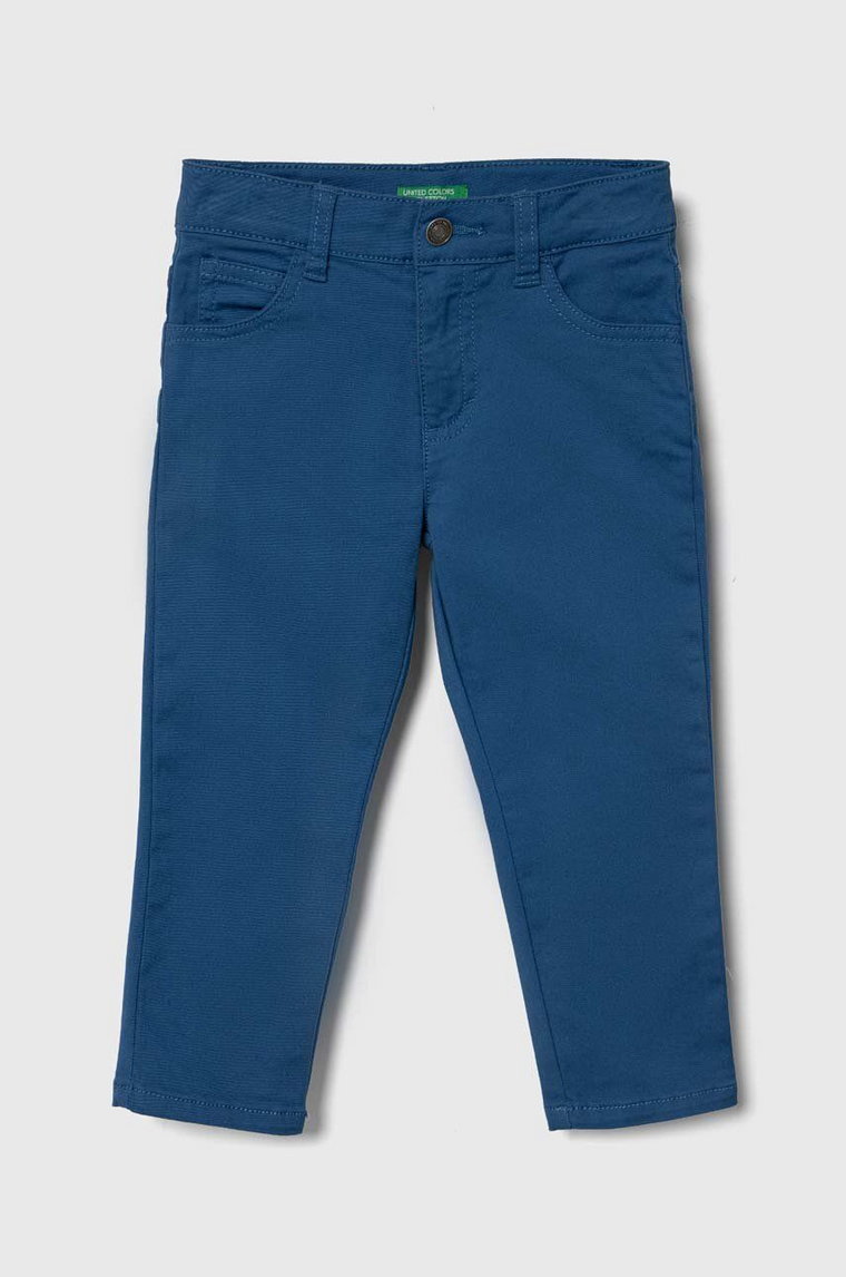 United Colors of Benetton spodnie dziecięce kolor niebieski gładkie