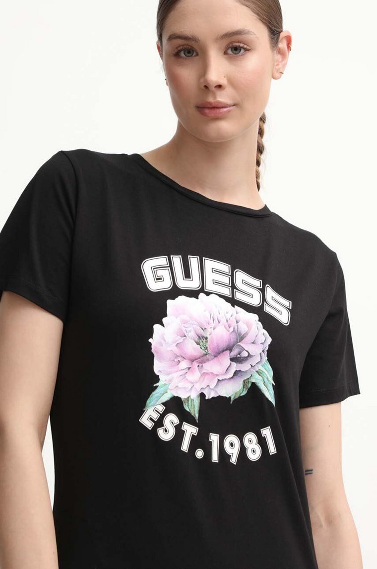 Guess t-shirt PEONY damski kolor czarny V4YI15 J1314