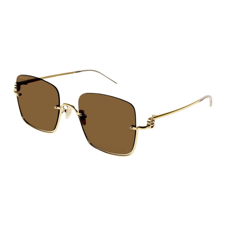 Modne okulary przeciwsłoneczne w kształcie kwadratu z brązowymi soczewkami Gucci