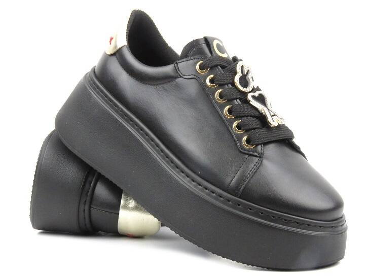 Sportowe buty damskie na platformie - CheBello 4292, czarne