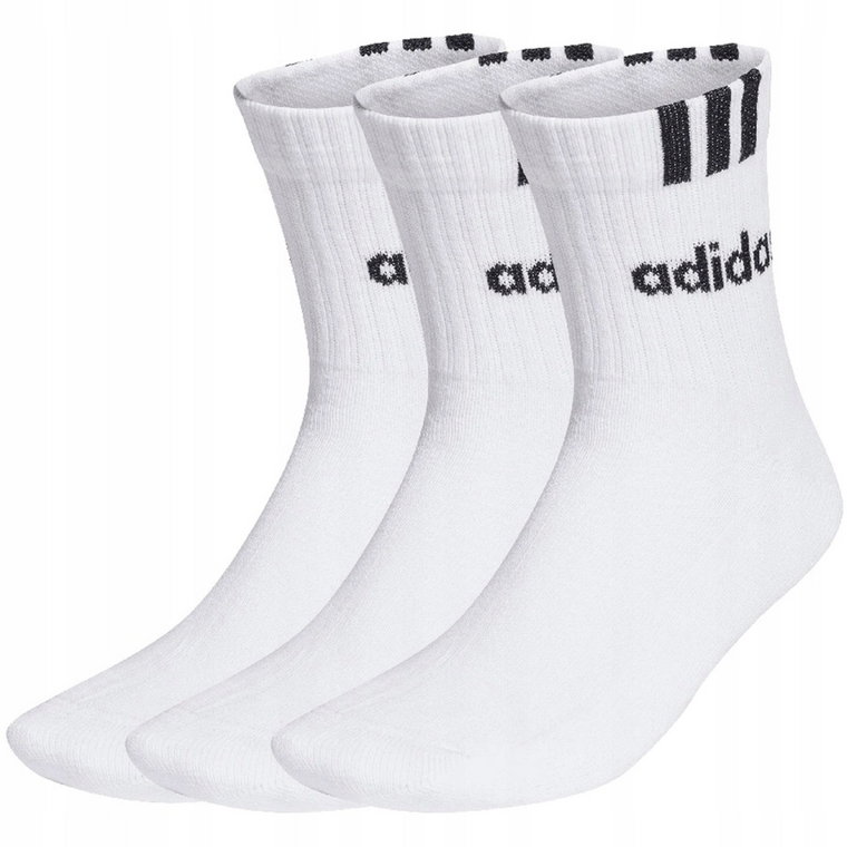 Skarpety Adidas Męskie 3-Stripes Linear Długie 3-PAK Białe r M 40-42