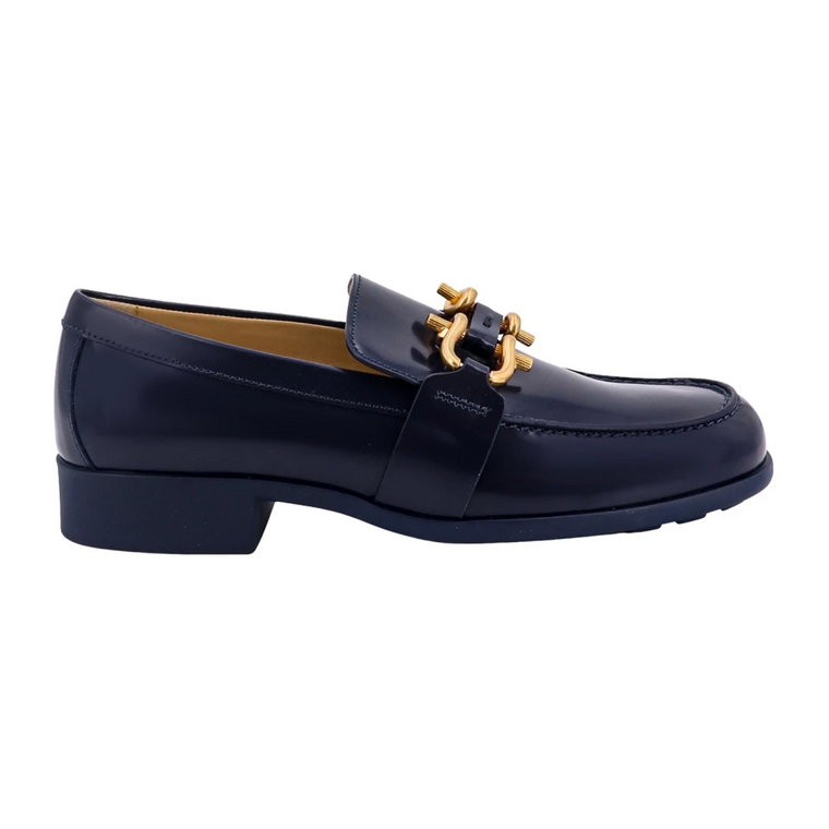 Niebieskie Skórzane Loafersy - Eleganckie Buty Wsuwane Bottega Veneta