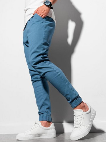 Spodnie męskie joggery P885 - niebieskie - S