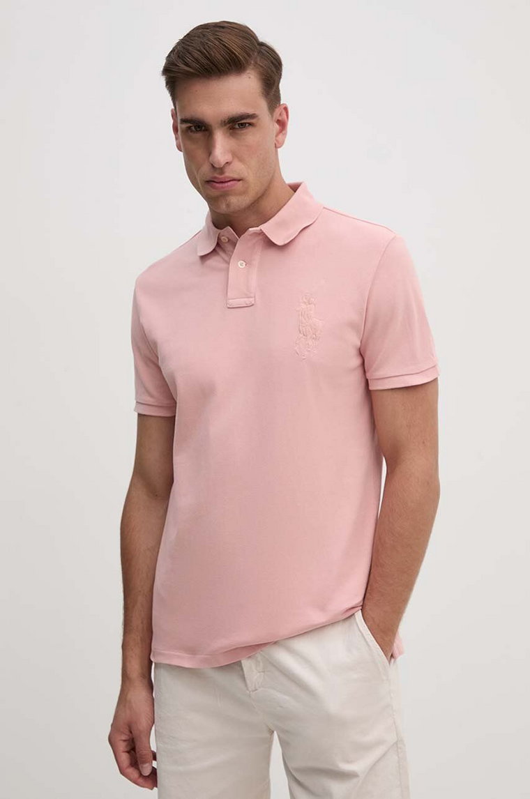 Polo Ralph Lauren polo bawełniane kolor różowy gładki 710938137