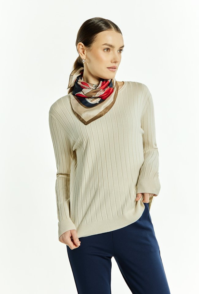 Prążkowany sweter damski