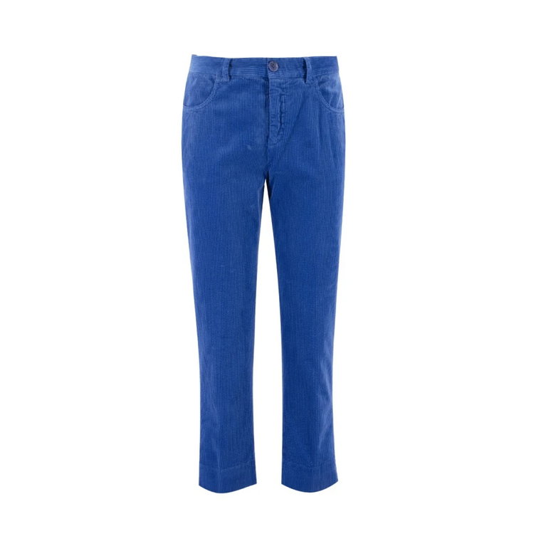 Błękitne Welurowe Spodnie z Bawełny Aspesi