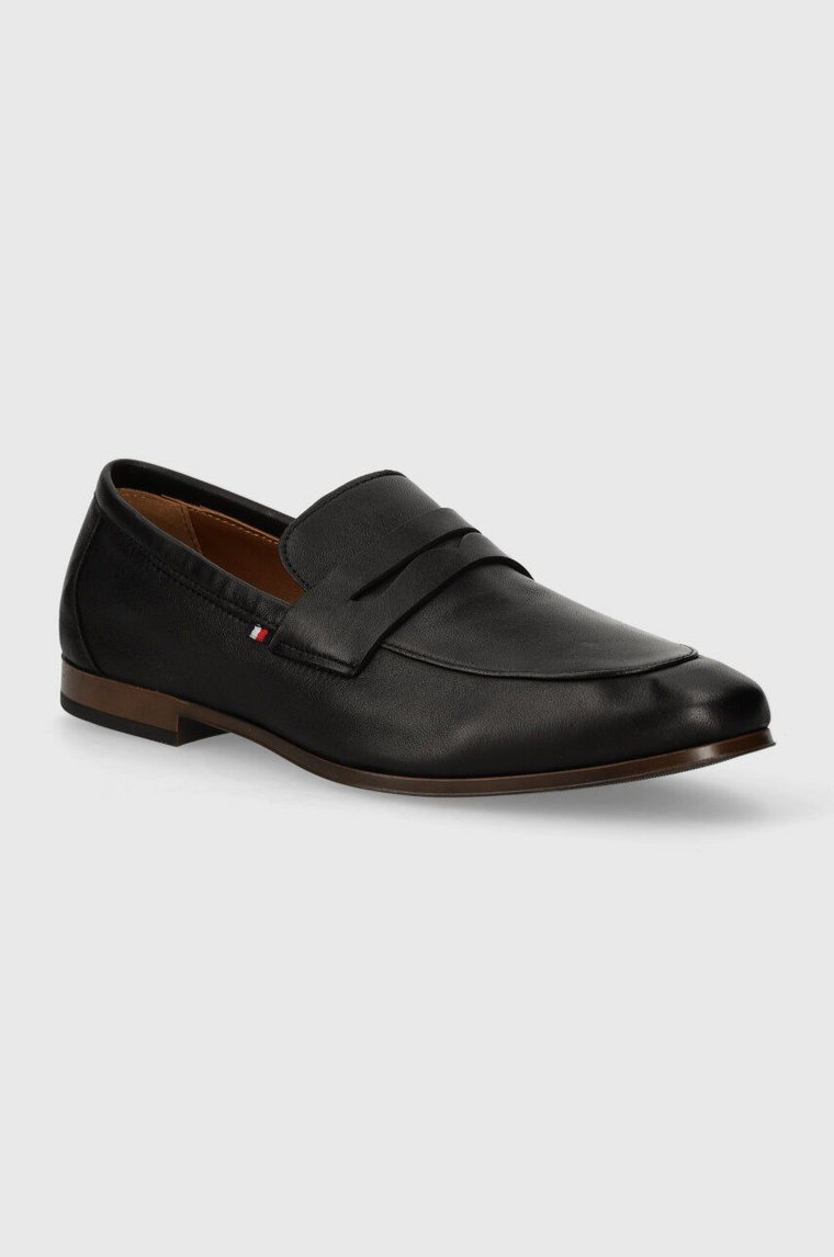 Tommy Hilfiger mokasyny skórzane CASUAL LIGHT FLEXIBLE LTH LOAFER męskie kolor czarny FM0FM04989