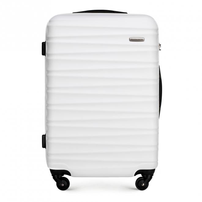 Średnia walizka z ABS-u z żebrowaniem biała