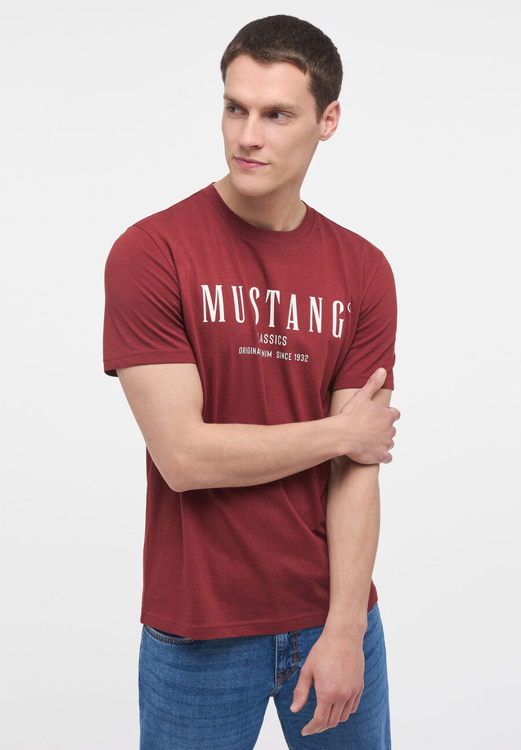 MĘSKI T-SHIRT MUSTANG ALEX C PRINT RUSSET BROWN 1014081 8338