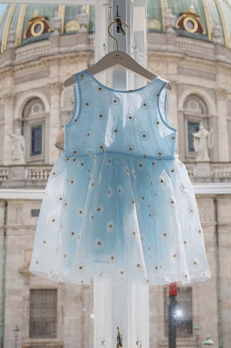 Konges Sløjd sukienka dziecięca kolor niebieski mini rozkloszowana