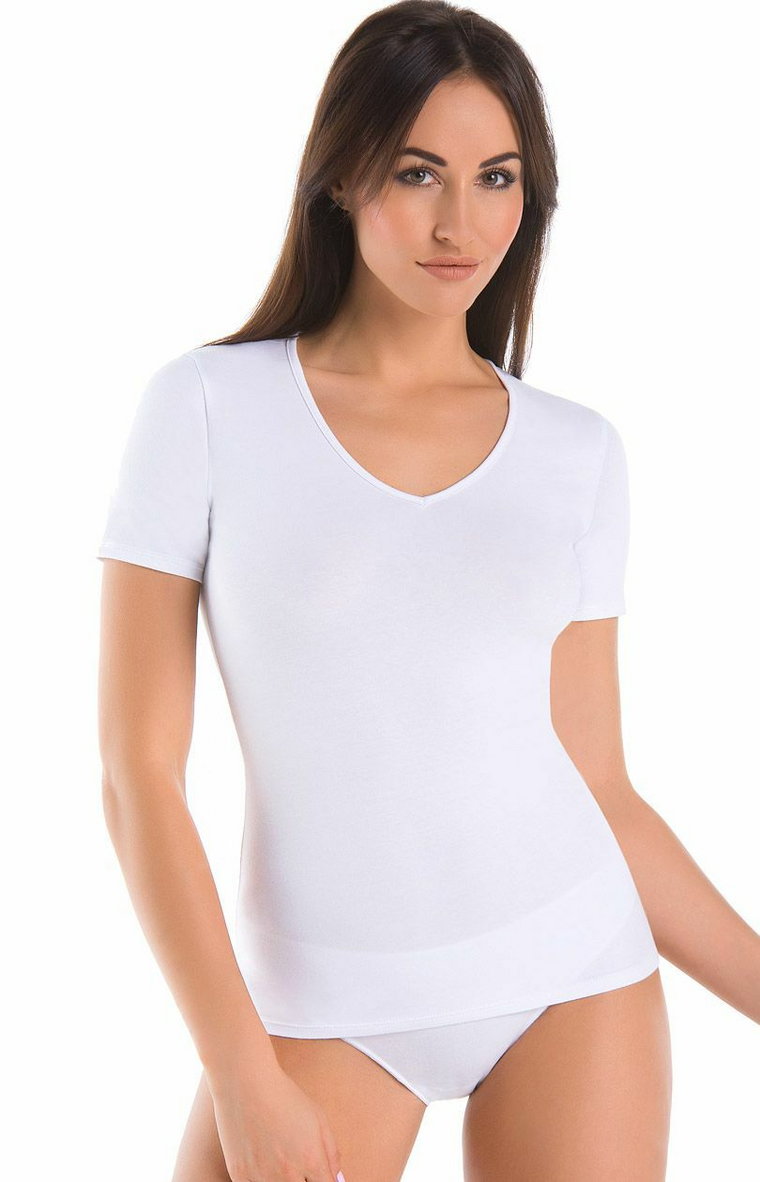 Koszulka damska z krókim rękawem biała 2501, Kolor biały, Rozmiar XS, Teyli