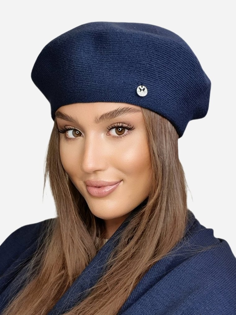 Beret damski Kamea K.22.036.12 One Size Ciemnoniebieski (5903246758740). Berety