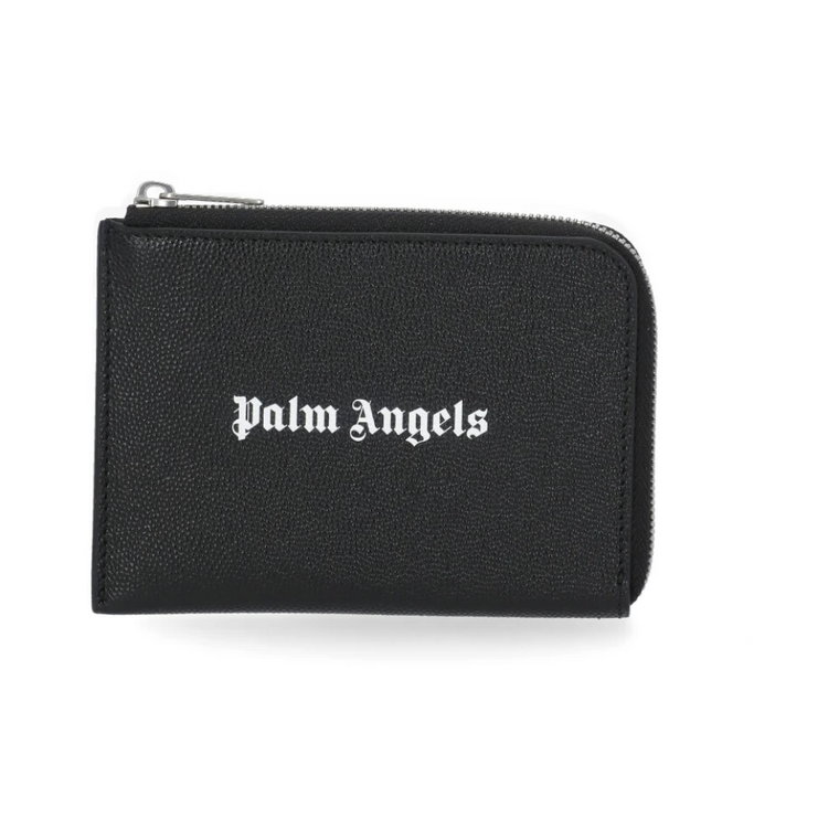 Skórzany portfel na karty z zamkiem błyskawicznym Palm Angels