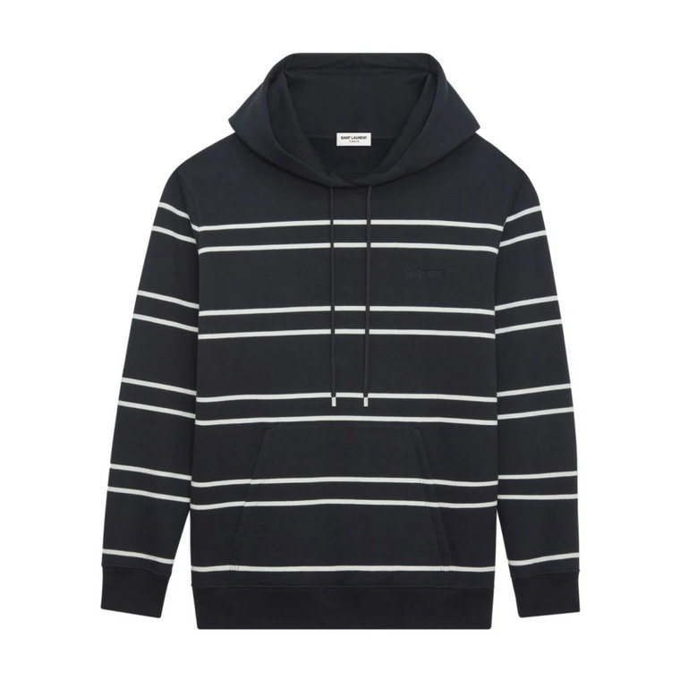 Czarny Prążkowany Bawełniany Sweter Saint Laurent