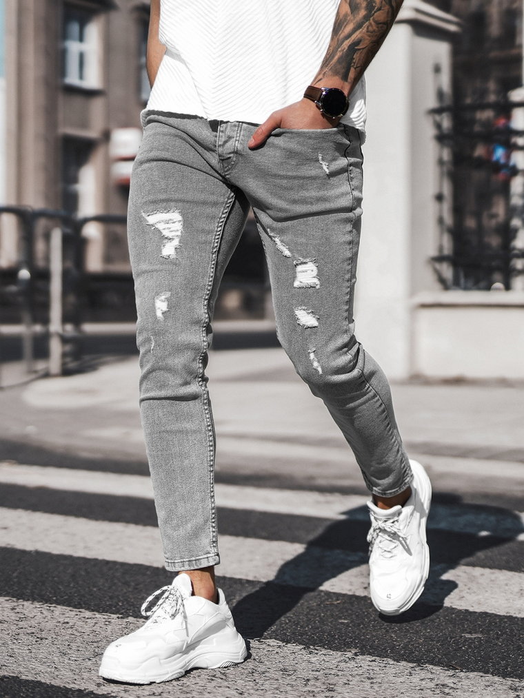 Spodnie jeansowe męskie grafitowe OZONEE DO/2446