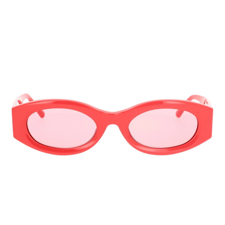 Linda Farrow Owalne Okulary Przeciwsłoneczne z Koralowym Acetatowym Montażem i Różowymi Soczewkami The Attico