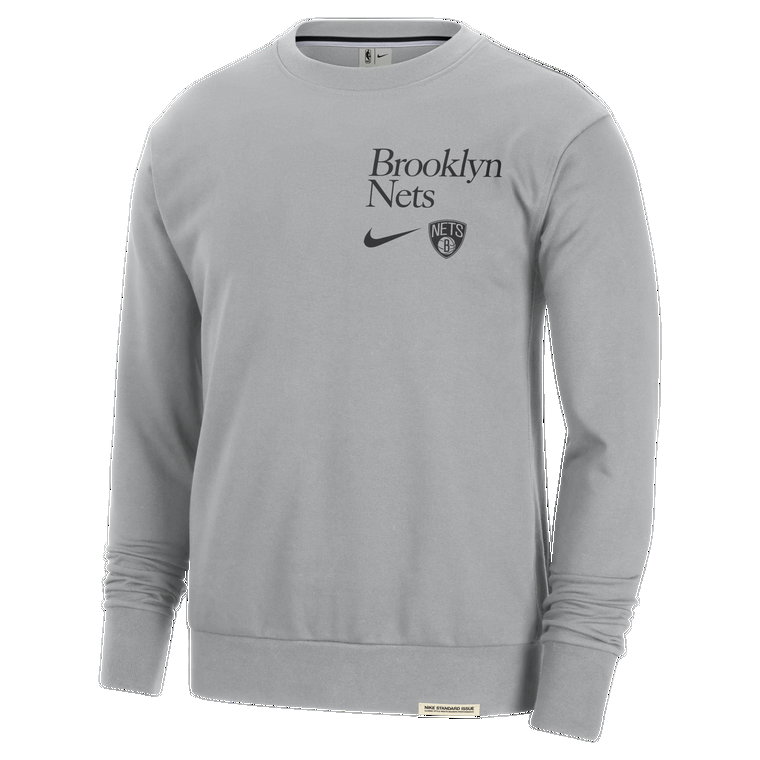 Męska bluza dresowa z półokrągłym dekoltem Nike Dri-FIT NBA Brooklyn Nets Standard Issue - Szary