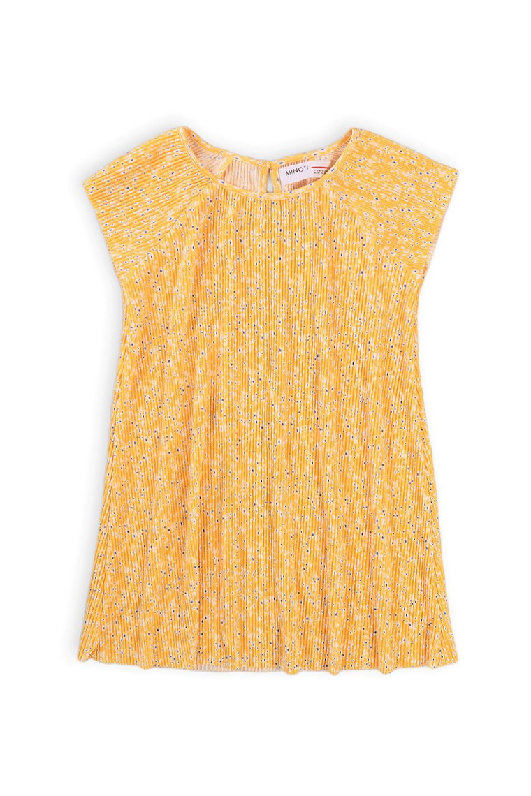 Letnia żółta sukienka dziewczęca o prostym kroju w kwiaty