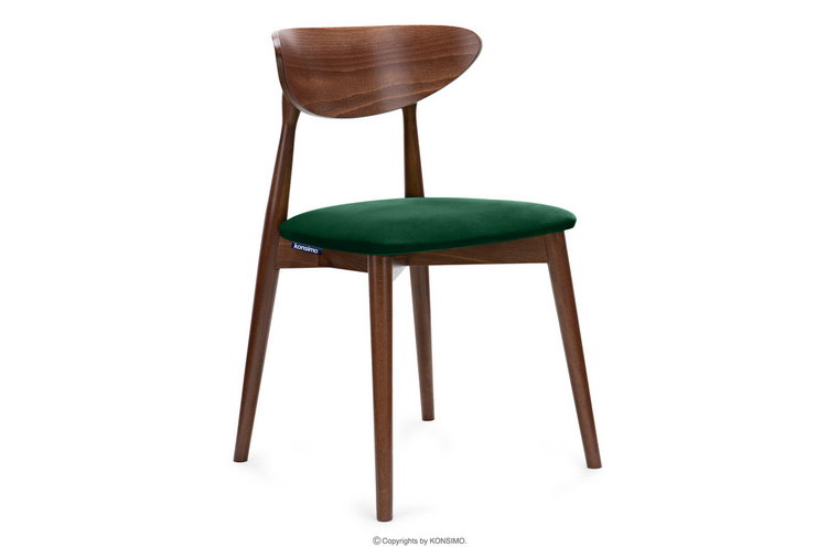 Krzesło drewniane orzech średni ciemny zielony welur RABI Konsimo