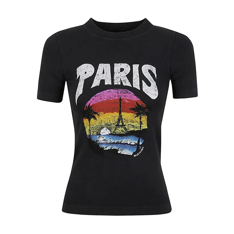 Czarna koszulka Paris Tropical Balenciaga