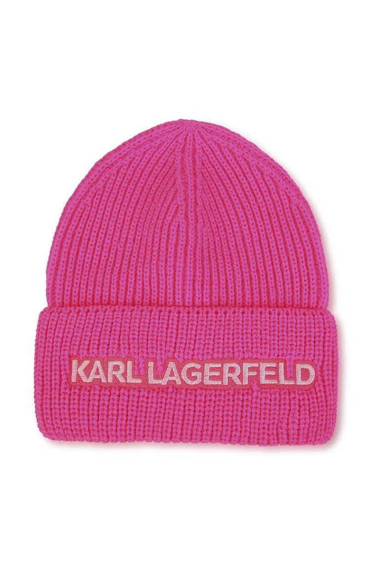 Karl Lagerfeld czapka dziecięca kolor fioletowy z grubej dzianiny