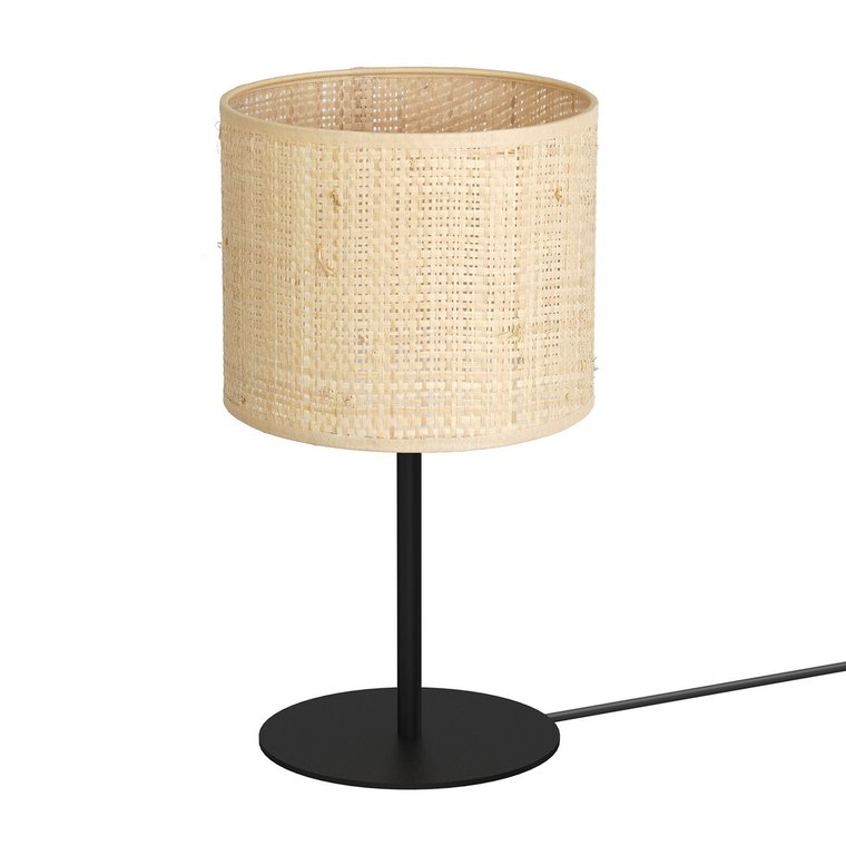 Lampa stołowa czarna rattanowy abażur Ø18cm Rattan 1xE27 15W Luminex