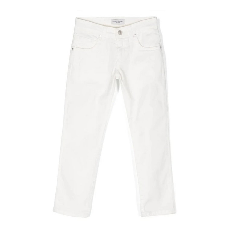 Białe jeansy z bawełny z naszywką z logo Paolo Pecora