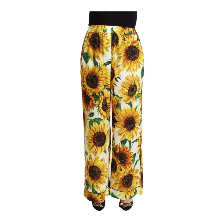 Spodnie o szerokich nogawkach z nadrukiem słonecznika Dolce & Gabbana