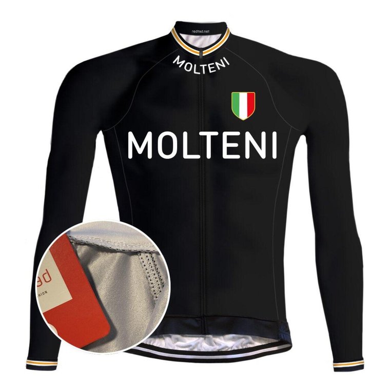 Camisola de ciclismo retro Preto Molteni - VERMELHO