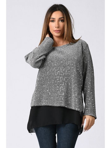 Plus Size Company Sweter "Lennon" w kolorze srebrnym
